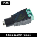 5.5MM x 2.1MM / 2.5MM Female Male DC Power Plug Adapter for 5050 3528 5060 Single Color LED Strip and CCTV Cameras