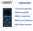 OWON HDS2202S 2102S Digital Oscilloscope 2Channels 200Mhz 1GSa/s Portable 3in1 USB Osiclloscopes + Multimeter+Waveform Generator