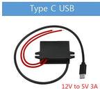 12V 24V to 5V 3A DC Converter Step Down Module USB Female Dual USB Type C Open Wire Connector Power Adapter ROHS Certified