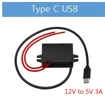 12V 24V to 5V 3A DC Converter Step Down Module USB Female Dual USB Type C Open Wire Connector Power Adapter ROHS Certified