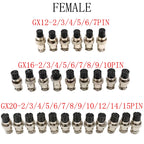 GX12/GX16/GX20 Female Connector 2/3/4/5/6/7/8/9/10/12/14/15Pin Wire Panel Connector Aviation Plug Circular Socket