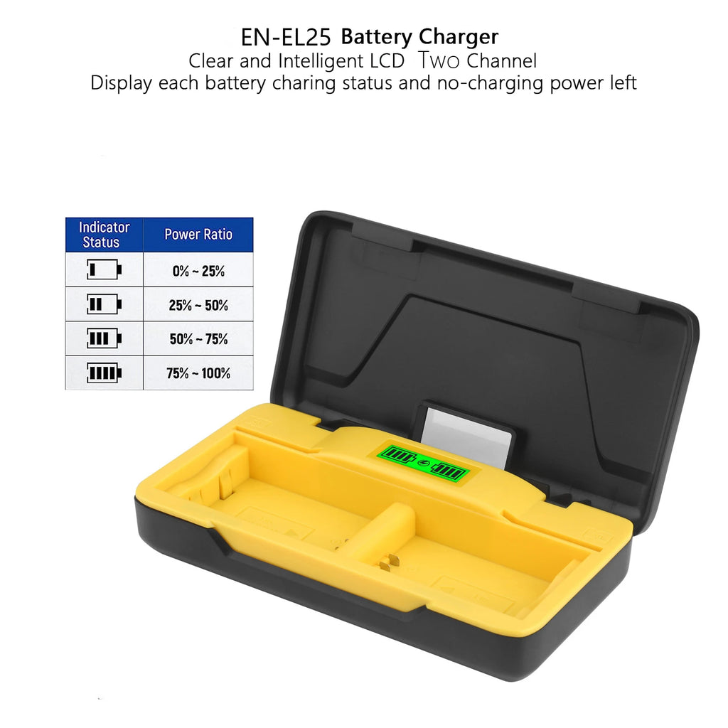 Probty EN-EL25 EN EL25A Battery Charger 20W Fast Charging w SD Card Slots For Nikon Z Series Z50 Z30 Z50ii ZFC Z FC Camera