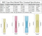 10/100Pcs Heat Shrinkable Cable Terminal Tube BHT0.5 BHT1.25 BHT2 BHT5 AWG22-10 Waterproof Butt Crimp Copper Insulated Connector