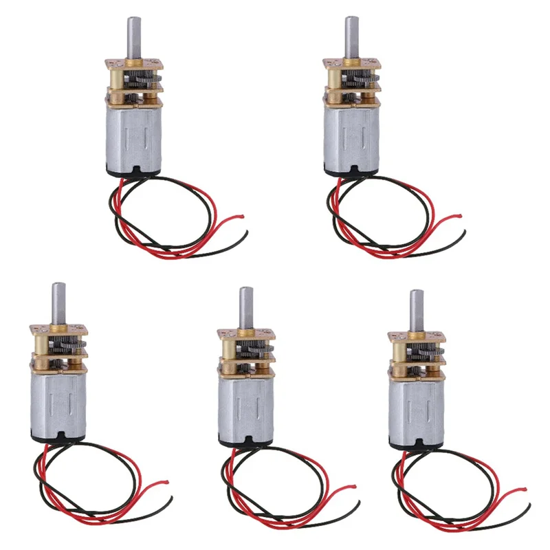 AT19-N20 Mini Micro Metal Gear Motor Set 5Pcs DC 3V-6V Gearwheel Included Full Metal Reducer 60RPM Slow Speed Toy