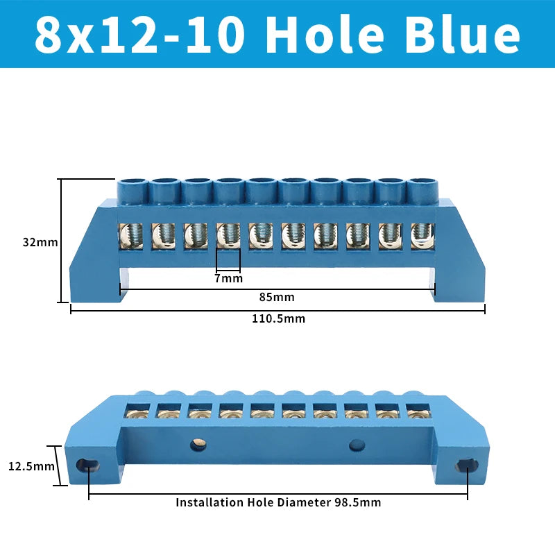OMCH Terminal Bar 7x10 9x14mm Brass Ground Neutral Block High Conductivity Bridge Connector for Power Distribution Cabinet