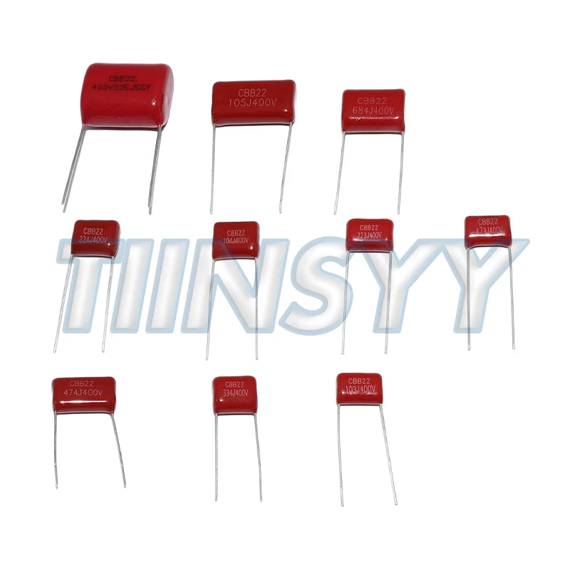 50PCS/LOT CBB Capacitor Assortment Kit 400V 10NF-3.3UF 10values Metallized Polyester Film Capacitors KIT DIY