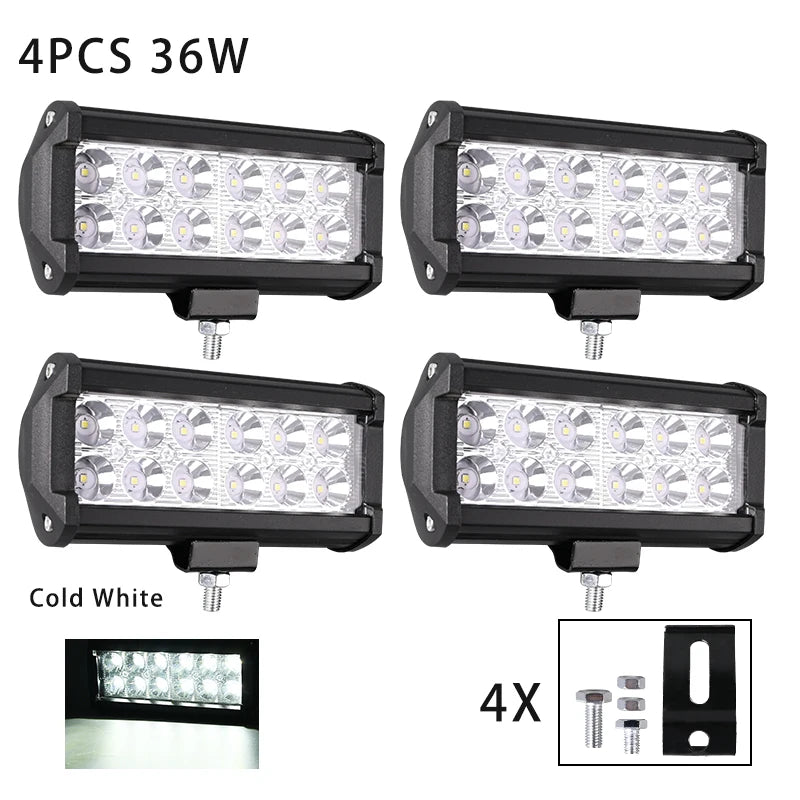 Car Work Light LED Offroad 4x4 Spotlights Fog Lamp Diode Headlight SUV ATV Tractor Boat Trucks Excavator Light Bar 12V 24V