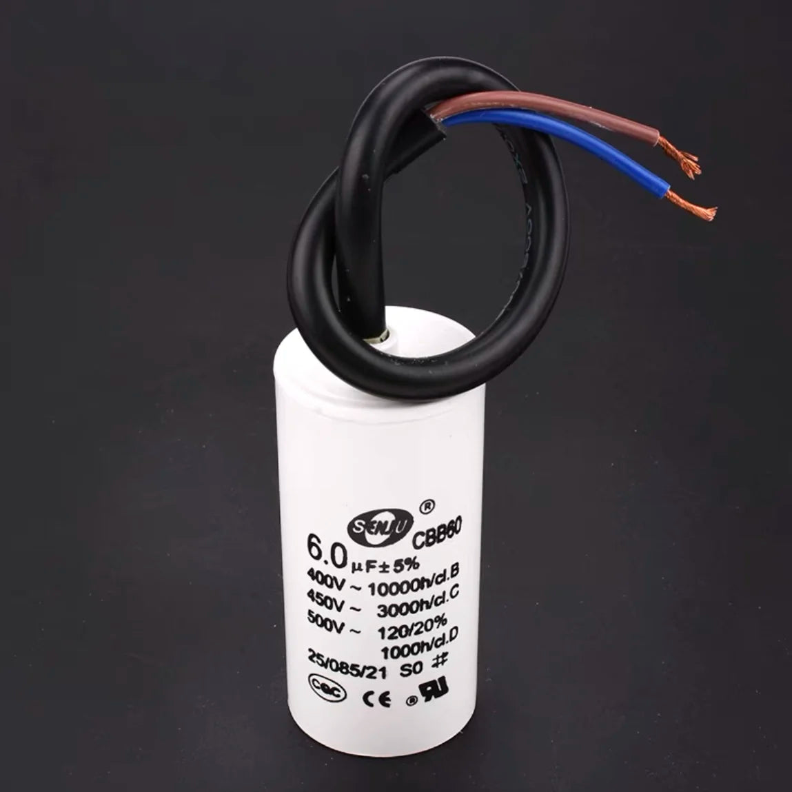 CBB60 Motor Start Capacitor for Washing Machine, Spin Dryer, Water Pump 4/5/6/8/10/12/20/100UF