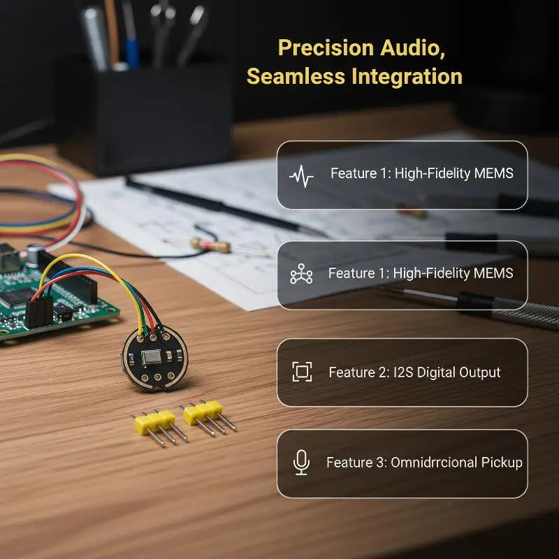 1 Set ICS 43434 MEMS Microphone Digital Omnidirectional I2S Output Low Noise for Home Automation Sound Detection Module