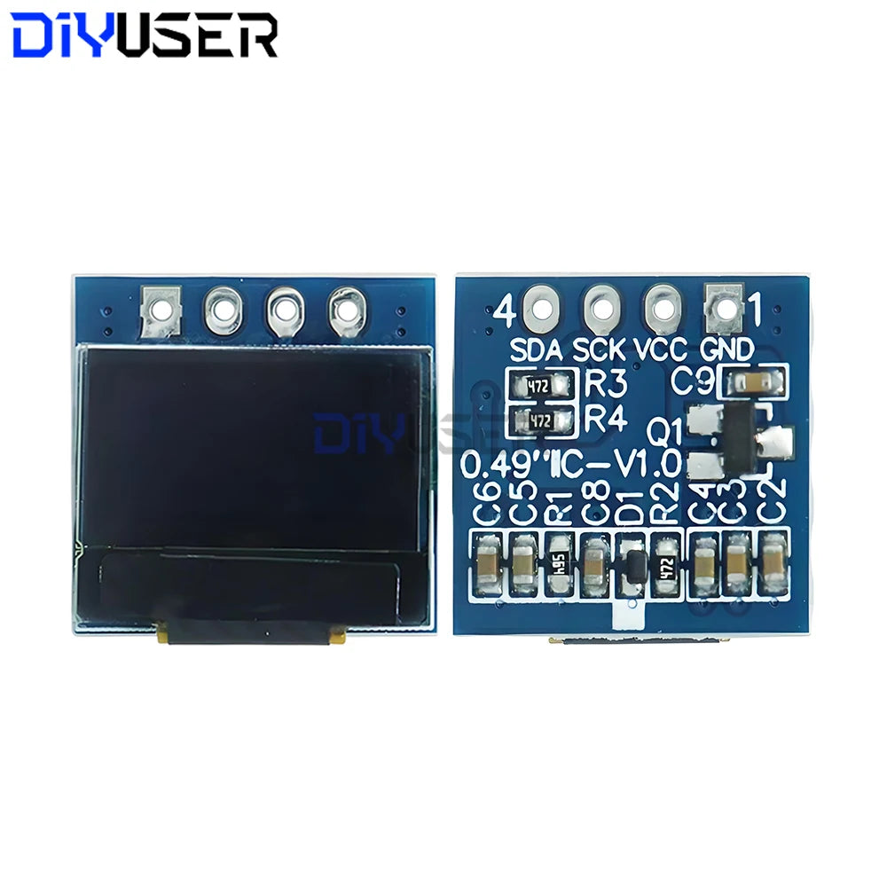 DIYUSER 0.49 Inch OLED Display LCD Module White 0.49" Screen 64x32 I2C IIC Interface SSD1306 Driver for AVR STM32