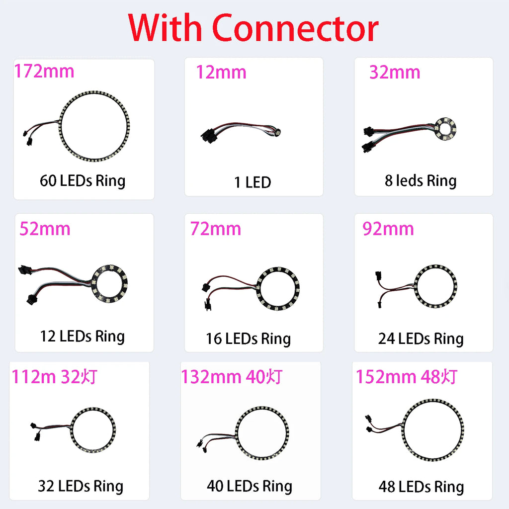 5v ws2812b 5050 RGB sk6812 LED Ring Lamp Light,module strip 1/8/12/16/24/32/241 LED/ring with Integrated Drivers for Arduino