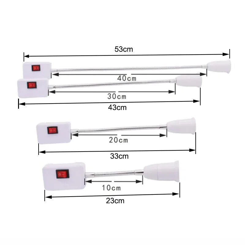 E27 Lamp Base Flexible Bend Mobile Test Light Socket Light Adapter Plug Switch EU US UK Plug Lamp Holder For LED Table Lamp Led