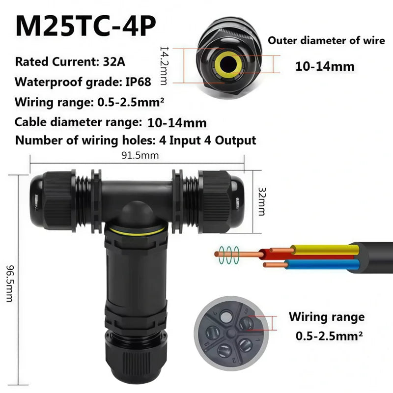 Heavy Duty Quick Connect Terminal Block T-type, IP68 Waterproof 2/3/4/5Pin for Secure & Fast Damp-Proof Wiring Connector