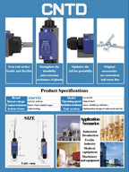 CNTD CZ-8169N 10A IP67 Spring Rod Vertical Limit Switch 250VAC 1NO 1NC SPDT Zinc Alloy Industrial Automation