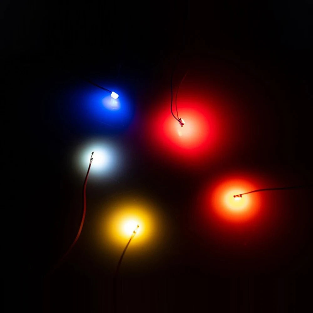 10Pcs 0805 Flashing LED SMD Wire for Model Train HO N OO Scale Red Blue Line Pre-soldered Micro Litz Railway DIY Kit 3V 30cm