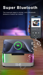 Domars Wireless Charger with Colorful Night Light and Built-In Audio Speaker Supports Fast Charging for Smartphones Earphones