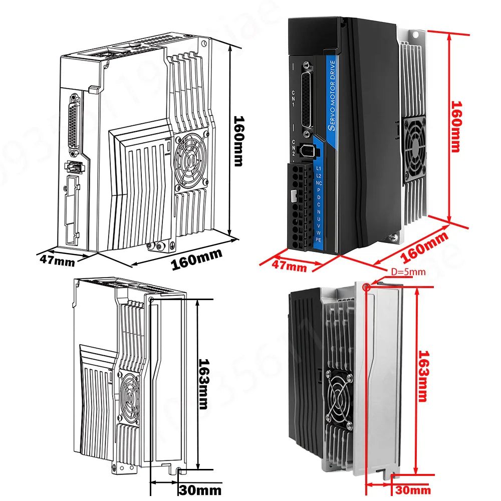 Servo Motor 1000W/1.5KW/1200W/1500W/1800W/750W Servo Motor 130 and Driver EtherCAT Servo Motor 220V with Driver with Brake CNC
