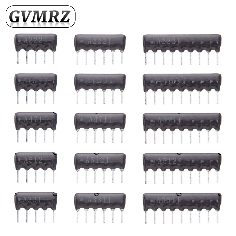 10pcs/200pcs 1K 1.5K 2K 2.2K 3K 5PIN 6PIN 9PIN exclusion Network Resistor array DIP 220R 330R 470R 510R 560R