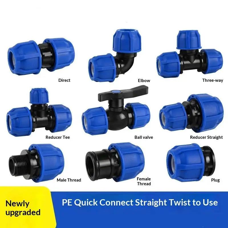 1Pcs 1/2'' 3/4'' Coarse Thread Connection OD 20/25mm PE PVC Pipe Fittings Elbow Straight Tee Irrigation IBC Tank Adapter