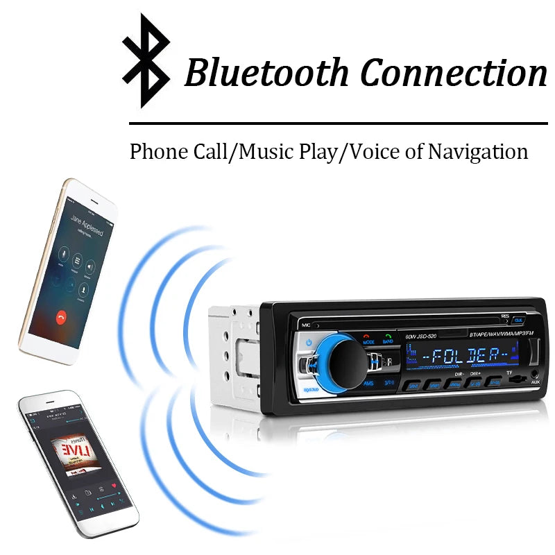 Car Radio 1 Din MP3 Player FM Audio Music USB SD Digital Bluetooth with In Dash Slot AUX Input