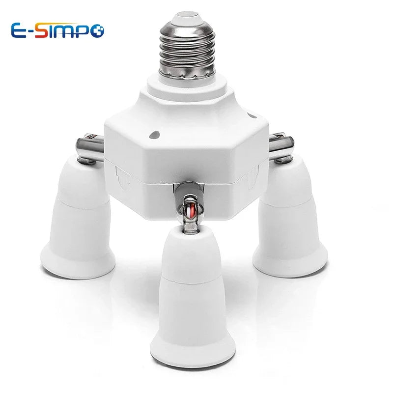 1pc E26 E27 to 4E27 7E27 Adjustable Rotatable Screw Led Lamp CFL Bulb Base Holder Light Socket Adapter Converter Splitter