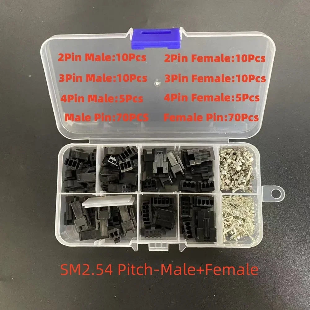 1Box JST 1.25 PH 2.0mm /SYP/SM/XH 2.54mm / VH 3.96mm Pitch Male Female Terminals Kit Plug Plastic Housing Header Crimp Connector
