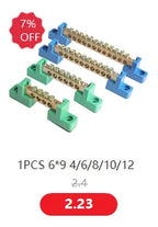 Bridge type guide rail type zero line busbar green flame-retardant terminal block 6 * 9 distribution box zero ground busbar conn