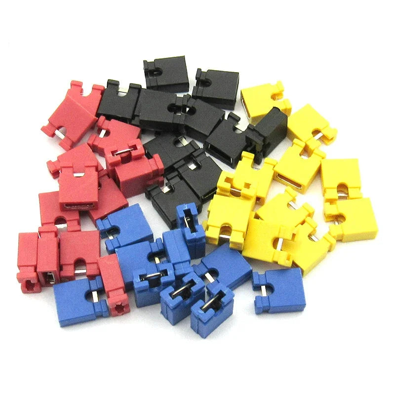 100PCS Pitch 2.54mm Pin Header Jumper Shorted Cap & Headers & Wire Housings Black Yellow White Green Red Blue For Arduino