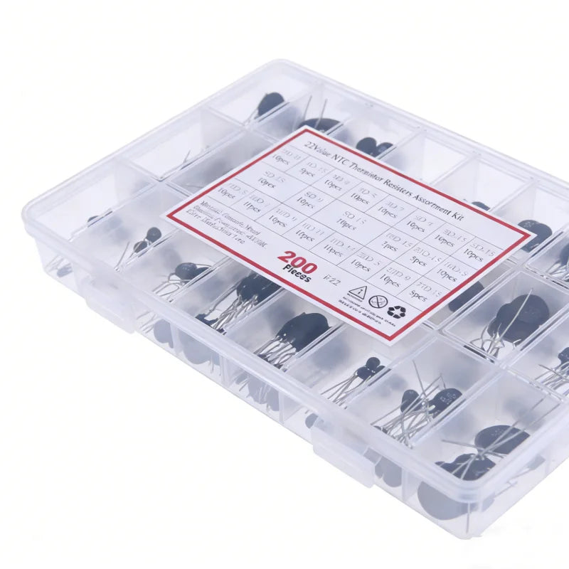 200PCS 22values NTC thermistor negative temperature kit 2.5D-11 3D-9 3D-15 5D-5 5D-9 5D-11 5D-13 5D-15 8D-9 8D-15 10-5 10D-7