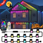 150ft Smart Permanent Outdoor Lights 90LED RGB String Lights IP67 Waterproof Eaves Light with Alexa & Google for Halloween Decor