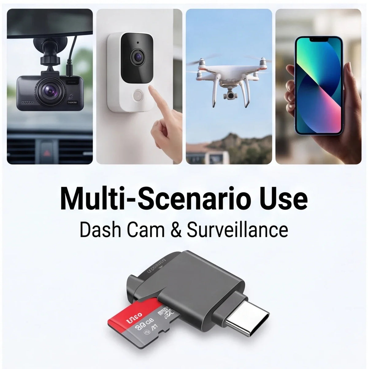 USB C to MicroSD Card Reader, High Speed OTG Adapter for Phones & Laptops, Plug & Play, Compact Design