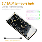 10 Port 5V 3PIN ARGB Fan Hub SATA Powered RGB Splitter for PC Case Addressable RGB Fan Light Strip