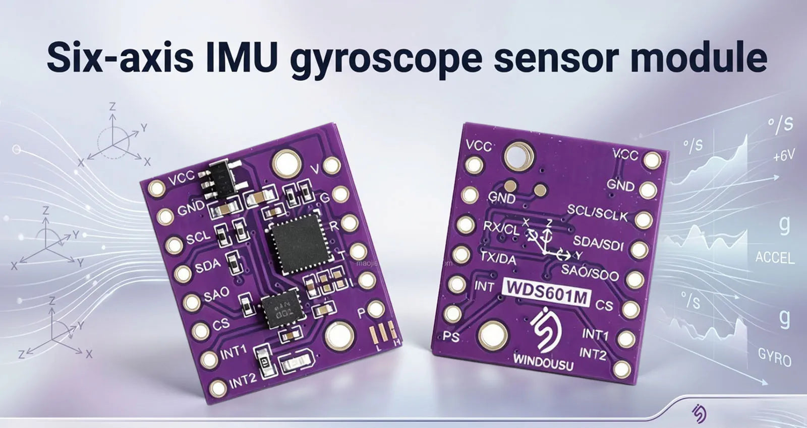 6-axis IMU module BMI323 ICM-45686 6DOF accelerometer gyroscope and motion sensor BMI323 / ICM-45686 optional.
