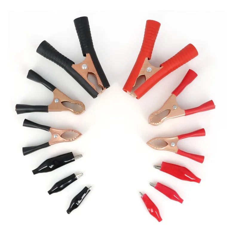30A-300A 28/35/45mm Black Red Set Crocodile Clip Crocodile Electrical Clamps Test Probe Meter Soft Plastic Alligator Test Clips