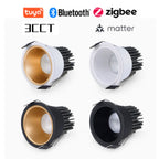 Recessed COB Spotlights 3CCT TUYA Bluetooth/Zigbee Matter Dimmable LED Downlight 110/220V Dimmable Ceiling Lamp Bedroom Kitchen