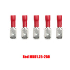 20/50/100Pcs Red + Blue 6.3mm Female Insulated Spade Crimp Terminal Wire Connector For 0.5-2.5mm Electrical Wire Cable Connecors