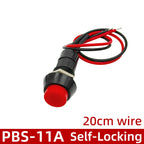 PBS-11A Self-locking Latching Switches 12mm PBS-11B Self-Reset Momentary Switches 2Pins 12mm Push Button Switch with Wire 20cm