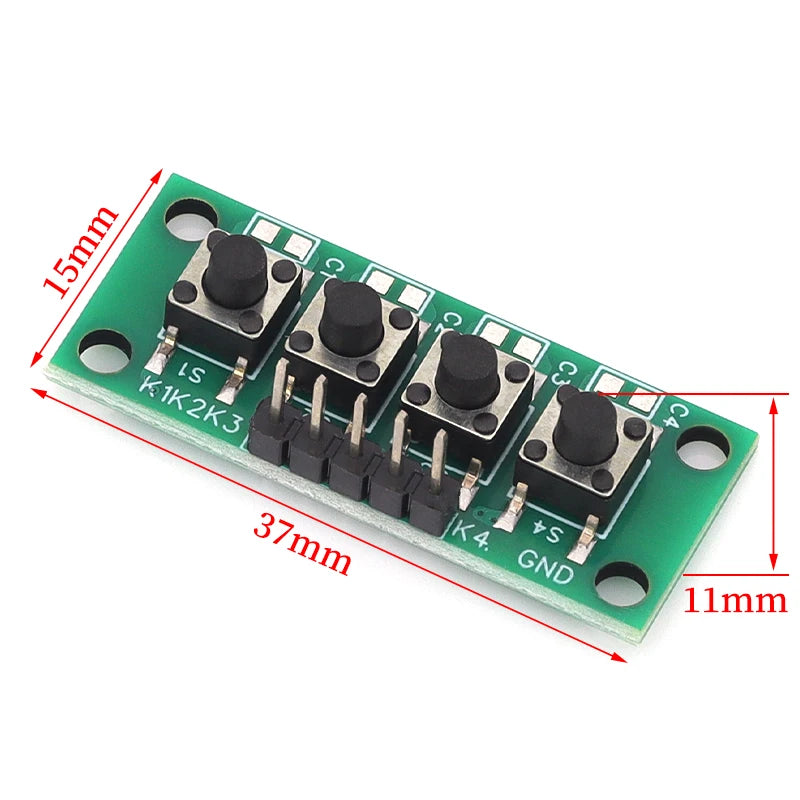 1x4 Single Row 4 Independent Push Button Module Arduino Electronic Experiment Teaching Development Board