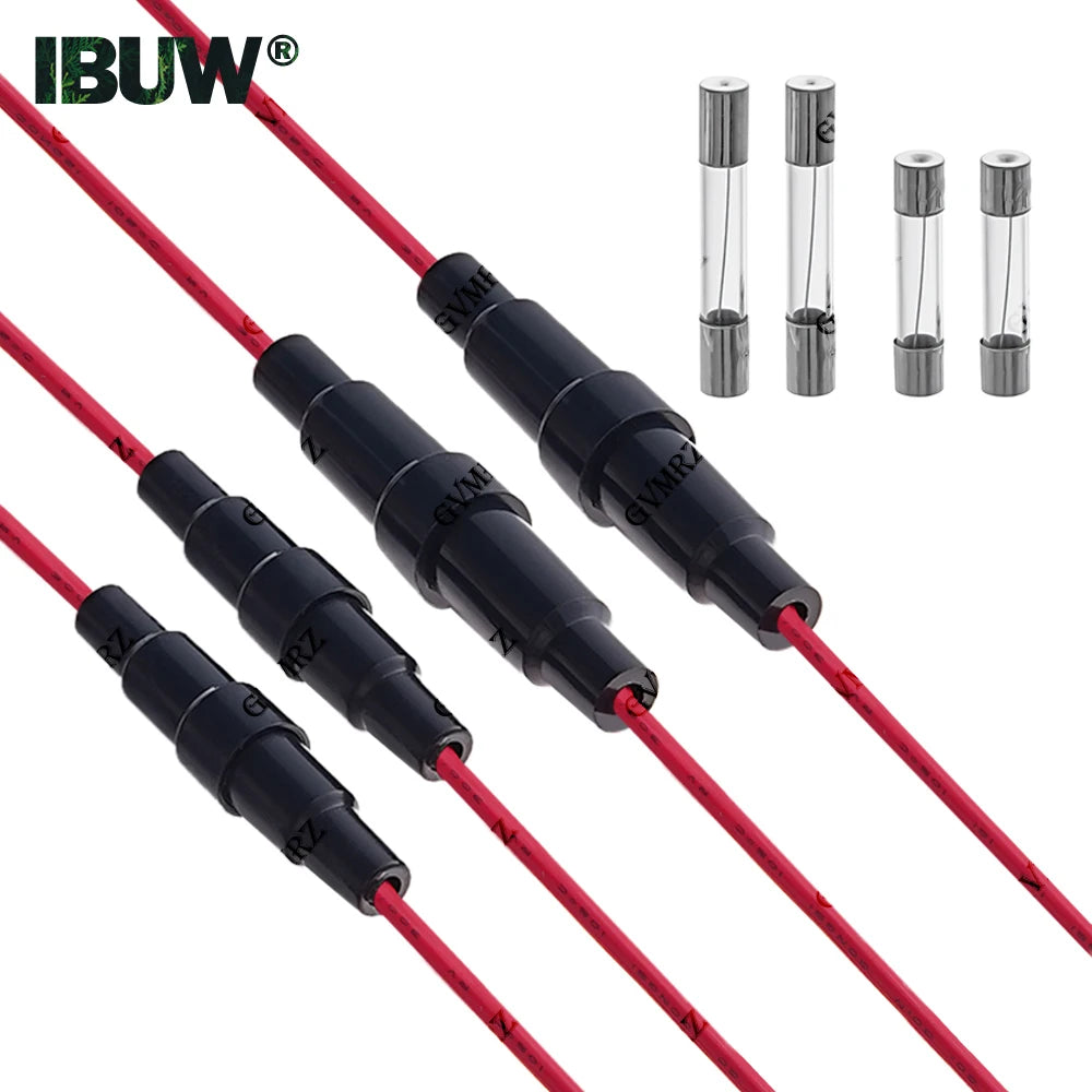 5PCS 5*20mm 5X20mm with 22AWG Wire Cable 250V 5X20MM Glass Fuse Tube Fuse Casing Glass Fuse Holder Screw Type 6x30  6*30mm