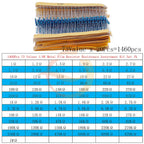 1/8W 1/4W 1/2W 1W 2W 3W 5W Metal Film Resistors Assortment Kit Set 1% Electronic Components Resistor Package
