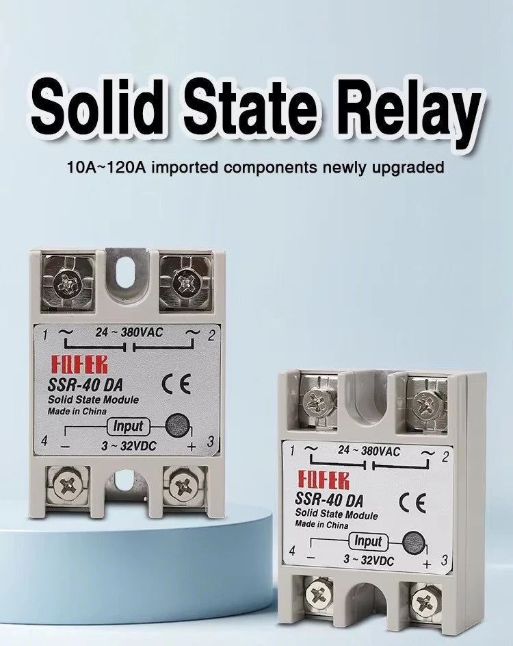 10A SSR 25A Solid State Relay 40A Output 3-32VDC 24-480VAC 220V Single Phase DC TO AC 40A Relay SSR HeatSink SSR 40DA