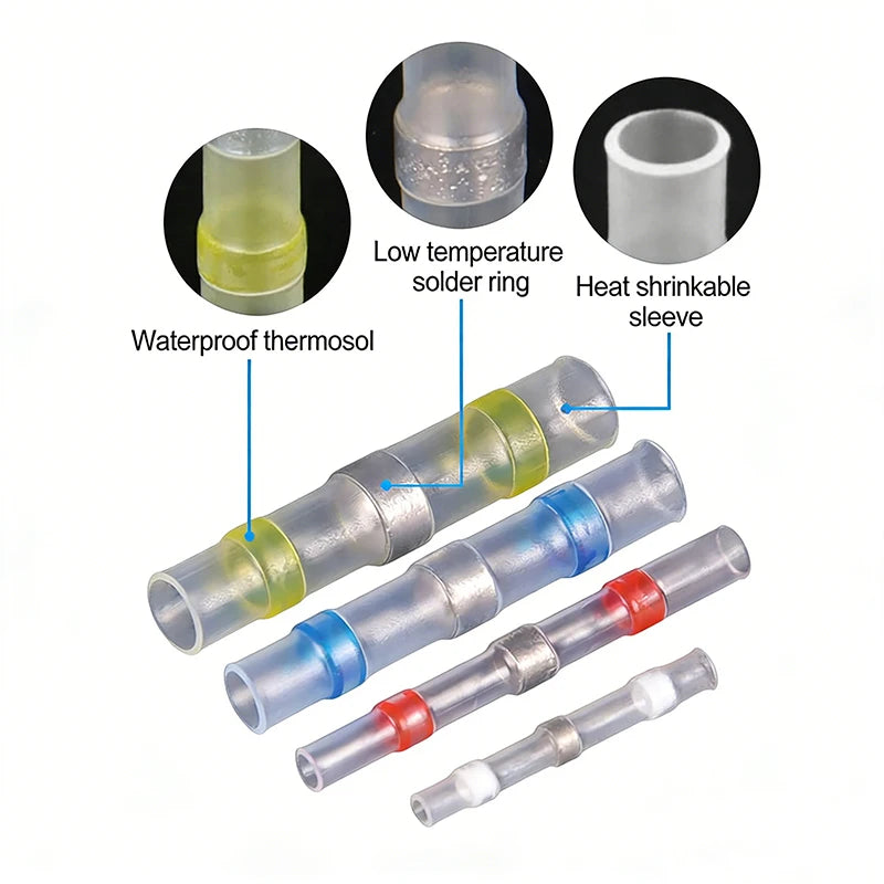 Waterproof Heat Shrink Butt Splices for A Secure Corrosion-Resistant Seal All-in-One Solder Seal Wire Connector Kit With Box