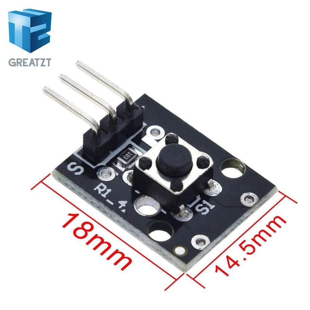 GREATZT  KY-004 3pin Button Key Switch Sensor Module for Arduino Diy Starter Kit 6*6*5mm 6x6x5mm KY004