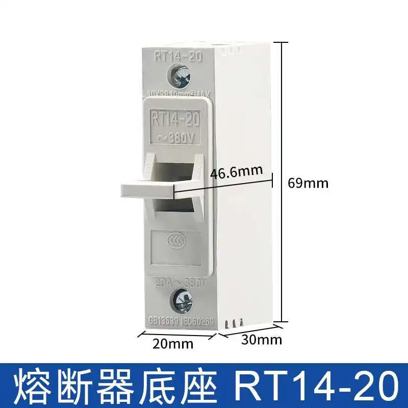 Fuse Base Socket RT14-20 Tube Type Ceramic 10*38MM Fuse Core 380V 2A 4A 6A 10A 16A 20A 25A Insurance Tube Socket Fuse Holder