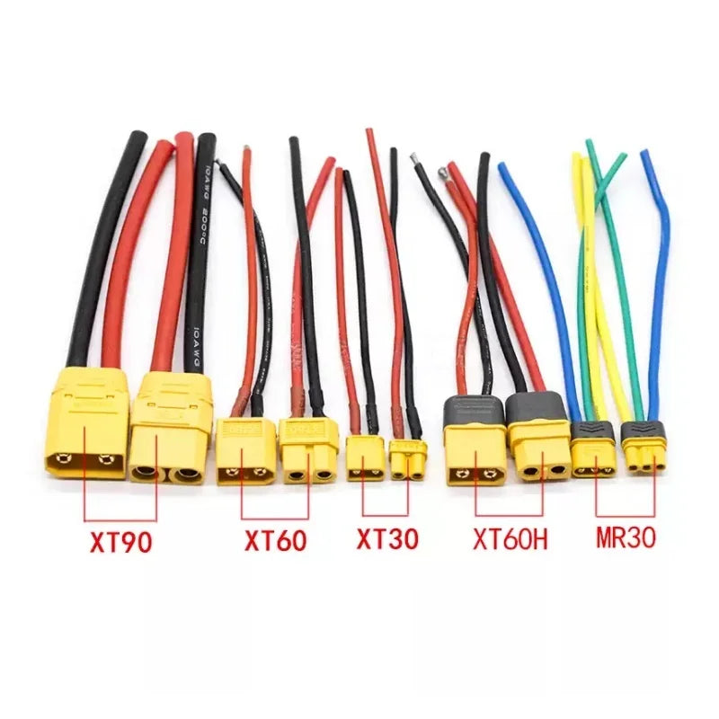 XT30U XT60U XT60H XT90 Plug Connector Male / Female with 18/16/14/12/10 AWG Cable Dual Extension Battery for RC Battery Cable
