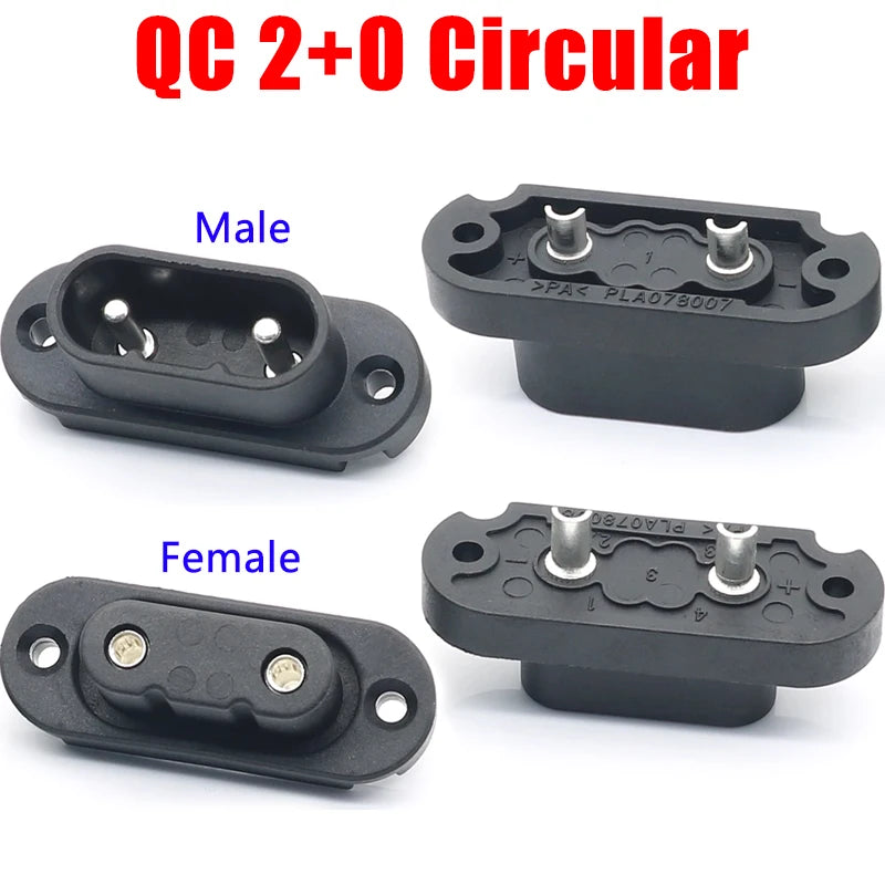 New QC2+0 Round Electric Plug  Lithium Socket for  500V Waterproof Male and Female Skateboards and Bicycles Energy Connector