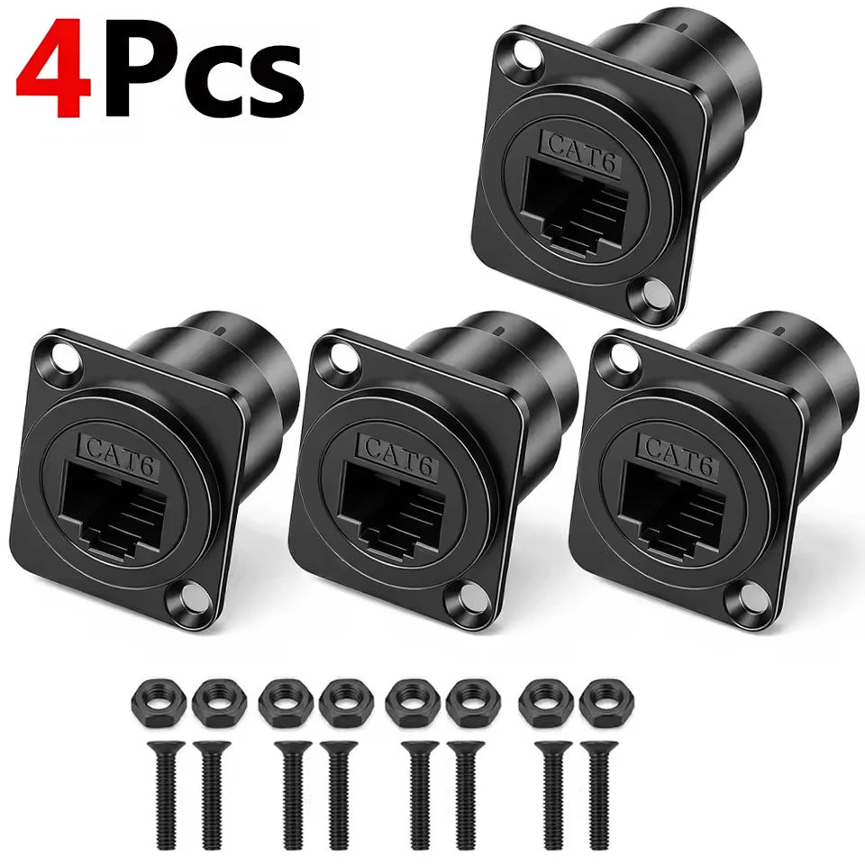 1/2/4PCS RJ45 Panel Mount Adapter Female-to-Female Ethernet Pass-Through Connector RJ45 Shielded D-Type Ethernet Bulkhead