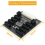 Computer PSU ATX 24PIN to 8 * Molex 4Pin + 2 * PCIE 6Pin Breakout Board Adapter For Hard Disk Drive