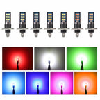 2x 7 Colors H1 H3 880 Canbus Super Bright LED Bulb Car Fog Light Headlight Bulbs 3030 12SMD 12V Running Light Auto Car Fog Lamps