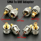 SMA to UHF PL259 SO239 RF Coaxial Adapter Converter Kit 50 Ohm Low Loss Connector for Amateur Radio WiFi/Antenna/Signal Booster